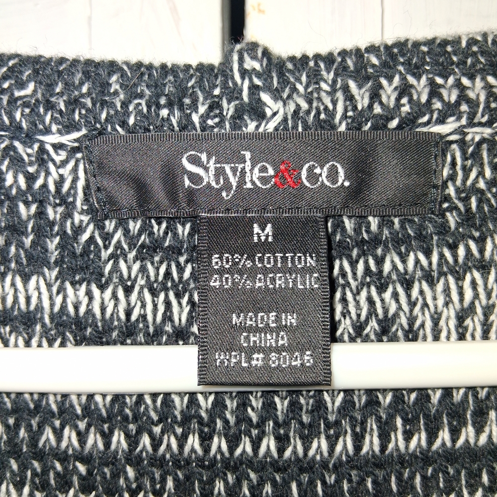 Style & Co. Black and White Knit Top - Picture 4 of 8